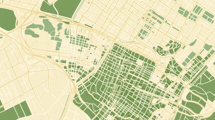 Obraz premium Detailed urban city map with roads and green areas