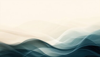 Fototapeta premium Abstract Teal and Beige Wave Landscape Design