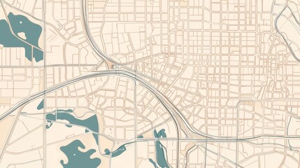 Fototapeta premium Urban city map with highways and water bodies