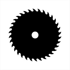  saw icon  blade vector design, silhouette white background