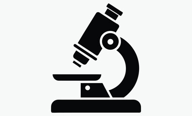 microscope silhouette,  medical and research icon, microscope black silhouette vector illustration isolated on a transparent background 