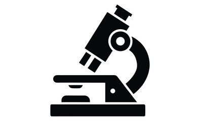microscope silhouette,  medical and research icon, microscope black silhouette vector illustration isolated on a transparent background 