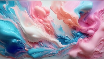 Obraz premium 파스텔 색상의 물감이 섞이며 퍼지는 장면