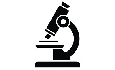 microscope silhouette,  medical and research icon, microscope black silhouette vector illustration isolated on a transparent background 