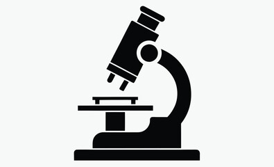 microscope silhouette,  medical and research icon, microscope black silhouette vector illustration isolated on a transparent background 