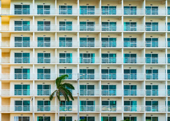 Contemporary hotel with repeating balcony patterns