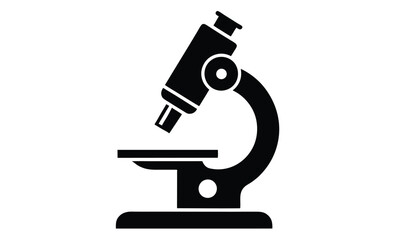 microscope silhouette,  medical and research icon, microscope black silhouette vector illustration isolated on a transparent background 