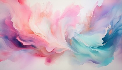 파스텔 색상의 물감이 섞이며 퍼지는 장면