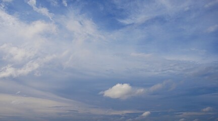 Fototapeta premium the sky is clear blue, with beautiful white clouds