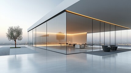 Modern Minimalist Glass House with Scenic Views and Natural Elements