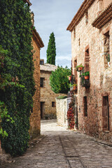 Obraz premium Explore cozy streets lined with ancient stone homes in Medinaceli, a charming Roman town in Spain during a peaceful afternoon
