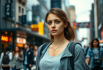 Candid city portrait of a woman