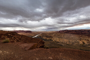 Overlooking Glen Canyon National Recreation Area with Colorado River at Hite Crossing in the background.