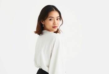 Fototapeta premium Photorealistic portrait of a 30-year-old female with neutral makeup