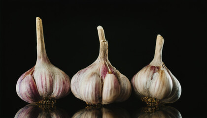 Obraz premium Fresh and ripe garlic. Organic and tasty vegetable. Natural farm product.