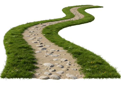 Hill path with green grass on both sides isolated on transparent background, hill path png