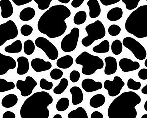 Сows print. Hand Drawn dash pattern. Seamless pattern with small and big black shapes