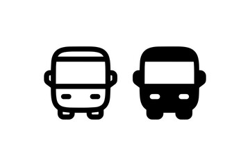 Black and white bus front view icons Vector