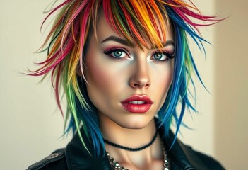 A bold and colorful portrait of a confident female