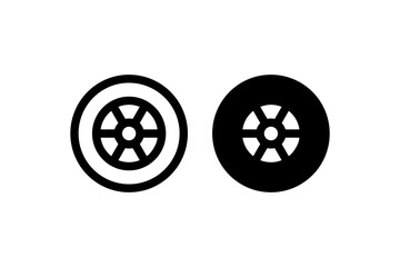 Car wheel and tire icon in outline and solid Vector