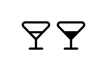 Cocktail glass icon in outline and solid Vector