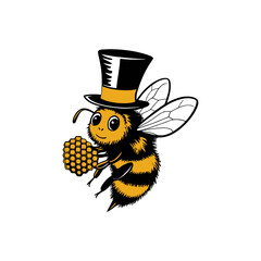 bee and honey wearing a hat logo