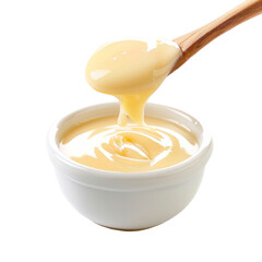 Condensed milk, isolated on transparent background. PNG element.