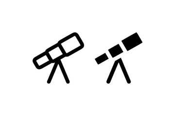 Telescope Icon in Outline and Solid Styles Vector