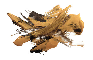 PNG Art oil, Acrylic brush stroke smear painting blot. Abstract relief texture gold, bronze, black...