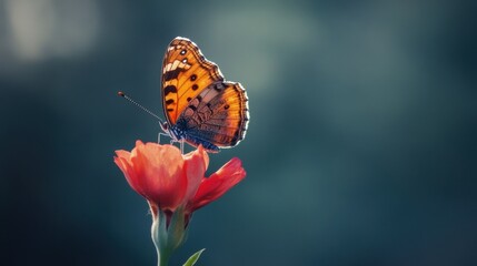 Obraz premium Celebrating women's day ideals with a butterfly on flower, reflecting earth day purpose