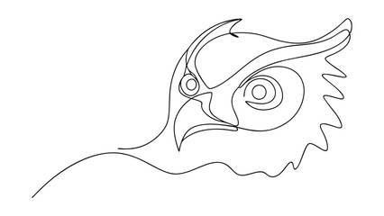 Majestic Owl Portrait Oneline Drawing, Bird Art, Wildlife Sketch