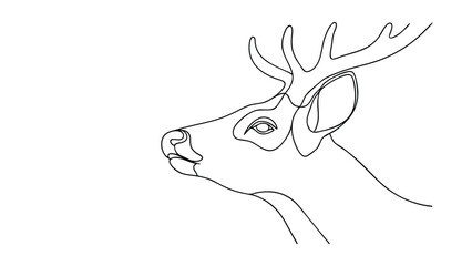 Elegant Oneline Deer Head Drawing, Minimalist Art, Wildlife Sketch