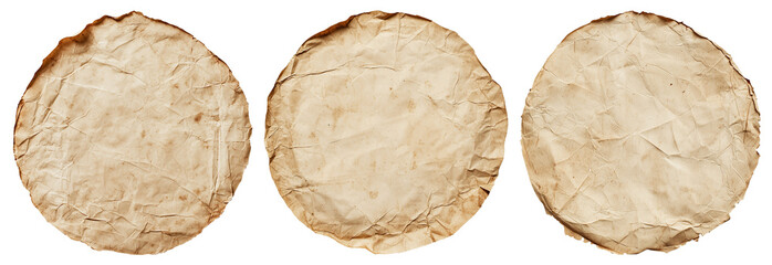 isolated round old paper sheet	