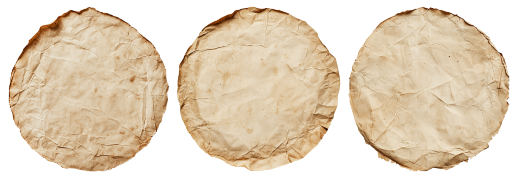 isolated round old paper sheet	