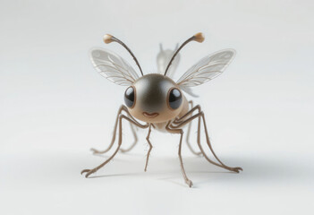 Fototapeta premium Cartoon Flying Ant with Big Eyes on White Background