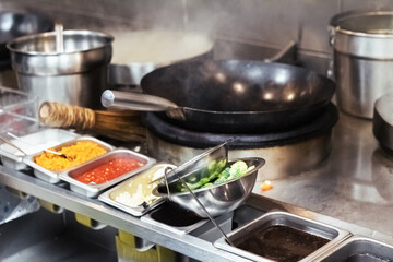 Thai food being prepared at a local restaurant/cafe 
