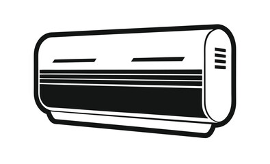 air conditioner black silhouette vector, air conditioner silhouette, black vector icon, cooling system illustration, HVAC symbol, climate control design  
