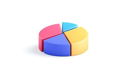 Obraz premium Vibrant 3D Render of a Four-Section Pie Chart AI Generated