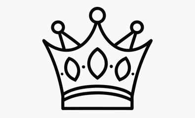 King or queen crown vector icon, royal crown vector icon, crown icon set, black and white crown illustration