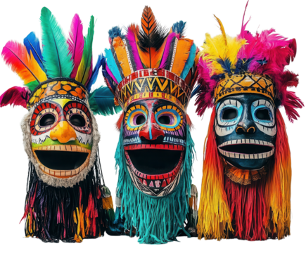 Masks and costumes from a unique festival. PNG transparent.