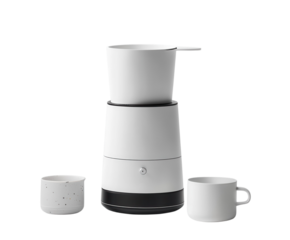 A smart kitchen appliance with sleek, modern features, pure flat white background. PNG transparent.