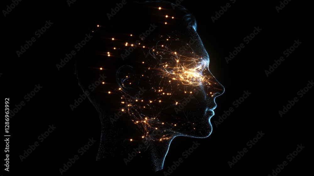 Leinwandbilder profile of a human head with neural connections showing advanced artificial intelligence concepts an