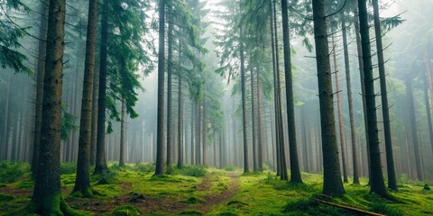 Obraz premium misty morning in the forest