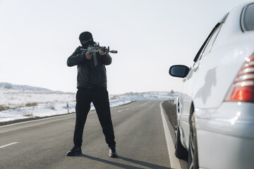 Criminal Using Weapon to Rob Civilians