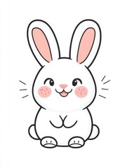 This cheerful rabbit illustration showcases a cute rabbit sitting happily with a delightful smile, spreading warmth and joy to anyone who views it, making it very appealing.