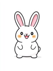 Obraz premium This adorable white bunny features large pink ears, rosy cheeks, and a joyful expression, perfect for conveying cuteness and happiness in any project or collection.