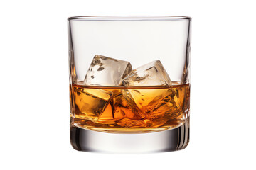 Isolated Glass of Whiskey with Ice