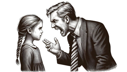 Tension in Parenthood: A Father’s Anger and a Child’s Fear – AI Generated Transparent PNG