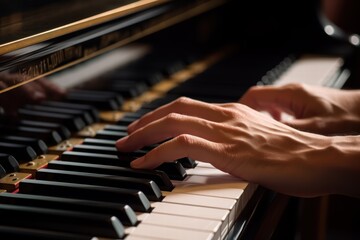 Passionate piano performance, hands in motion