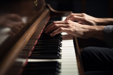 Fototapeta premium Musician’s fingers dancing on the keyboard